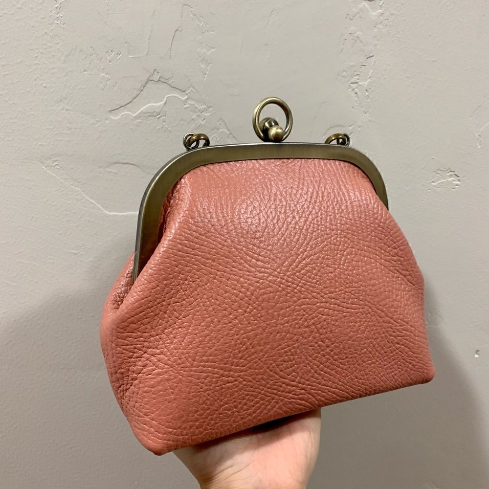 Handmade Genuine Cowhide Leather Kisslock Wristlet Shoulder Bag/Crossbody - Picture 10 of 15